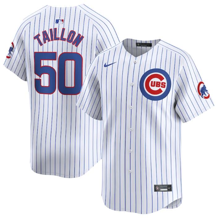 Men's Chicago Cubs #50 Jameson Taillon White 2024 Home Limited Stitched Baseball Jersey